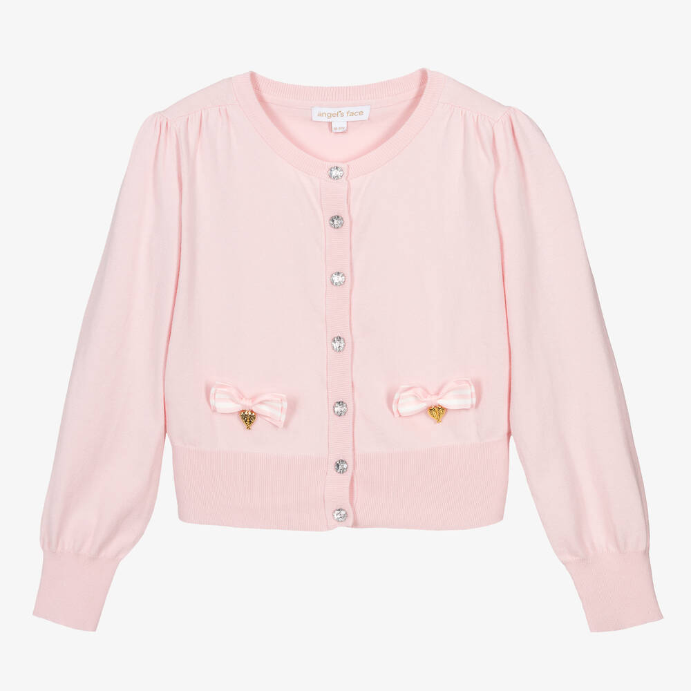 Angel's Face - Teen Girls Pale Pink Cotton Cardigan | Childrensalon