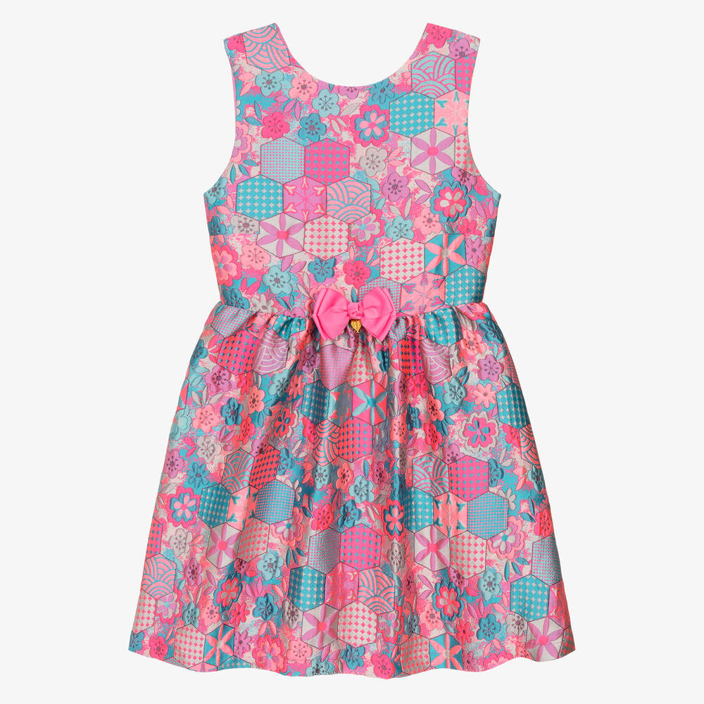 Angel's Face - Teen Girls Pink & Blue Jacquard Dress | Childrensalon
