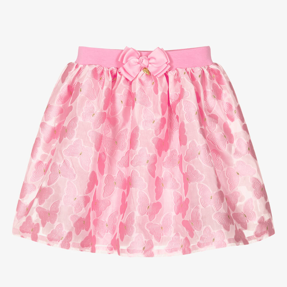 Angel's Face - Teen Girls Pink Butterfly Jacquard Skirt | Childrensalon