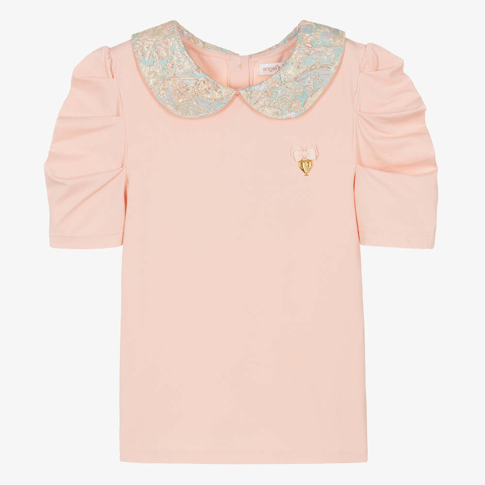 Angel's Face - Teen Girls Pink Cotton Jersey Blouse | Childrensalon