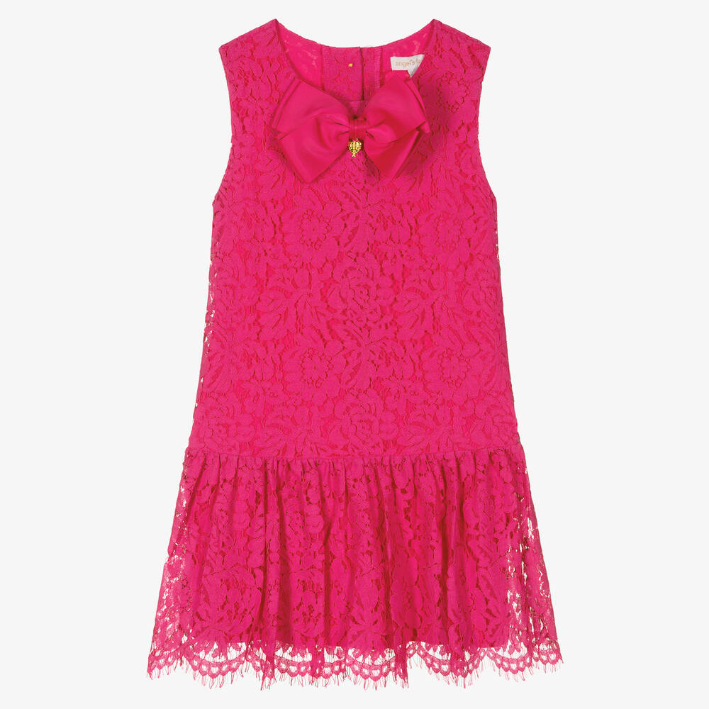 Angel's Face Teen Girls Pink Cotton Lace Dress