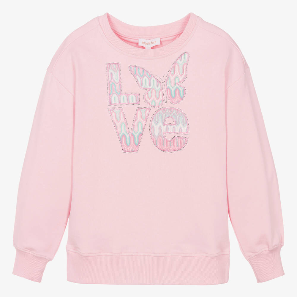 Angel's Face - Teen Girls Pink Cotton Love Sweatshirt | Childrensalon