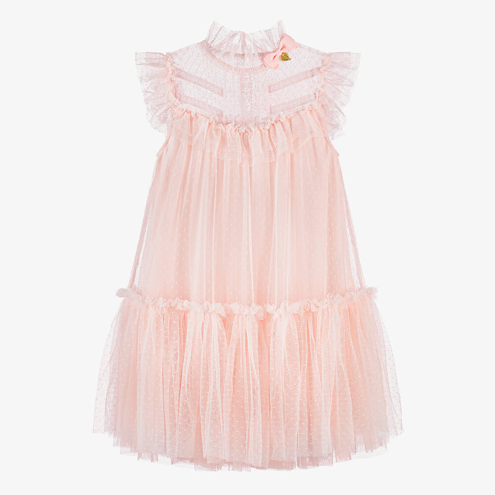 Angel's Face - Teen Girls Pink Dotted Tulle Dress | Childrensalon
