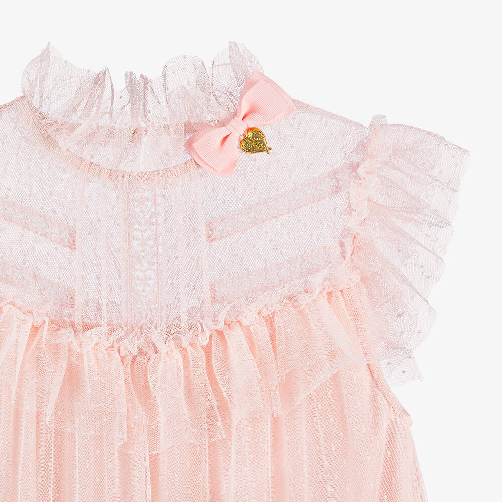 Angel's Face - Teen Girls Pink Dotted Tulle Dress | Childrensalon