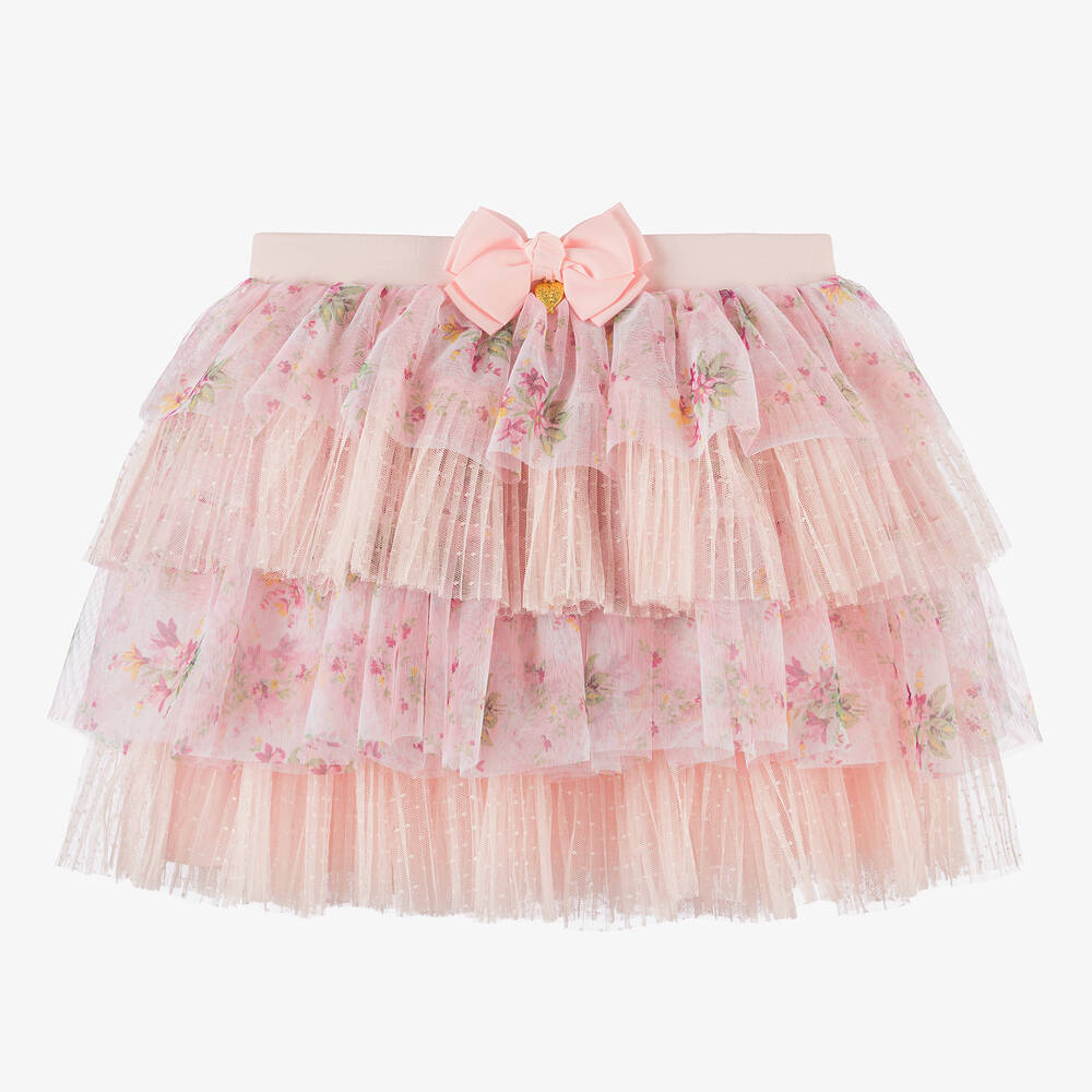 Angel's Face - Teen Girls Pink Floral Tulle Skirt | Childrensalon