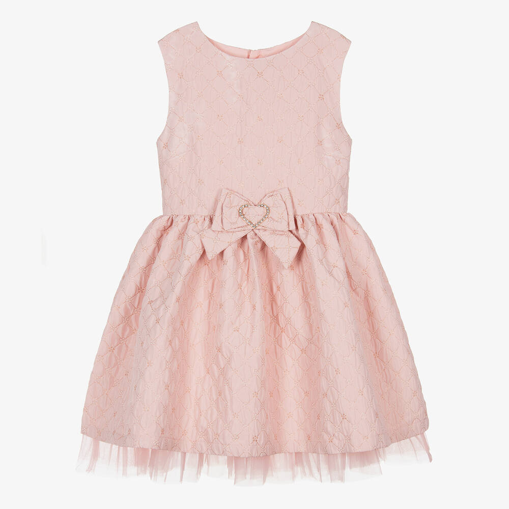 Angel's Face - Teen Girls Pink Jacquard Flower Dress | Childrensalon
