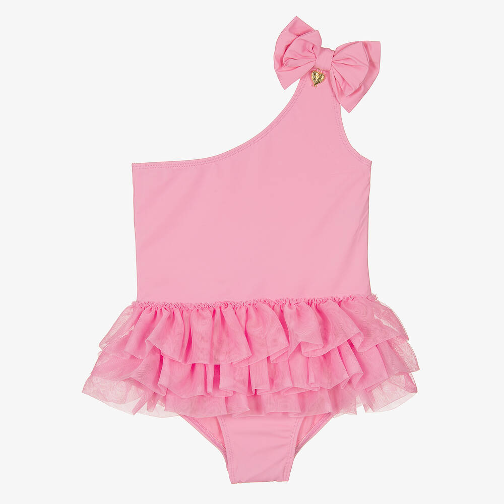 Angel's Face - Teen Girls Pink One Shoulder Swimsuit (UPF50+) | Childrensalon