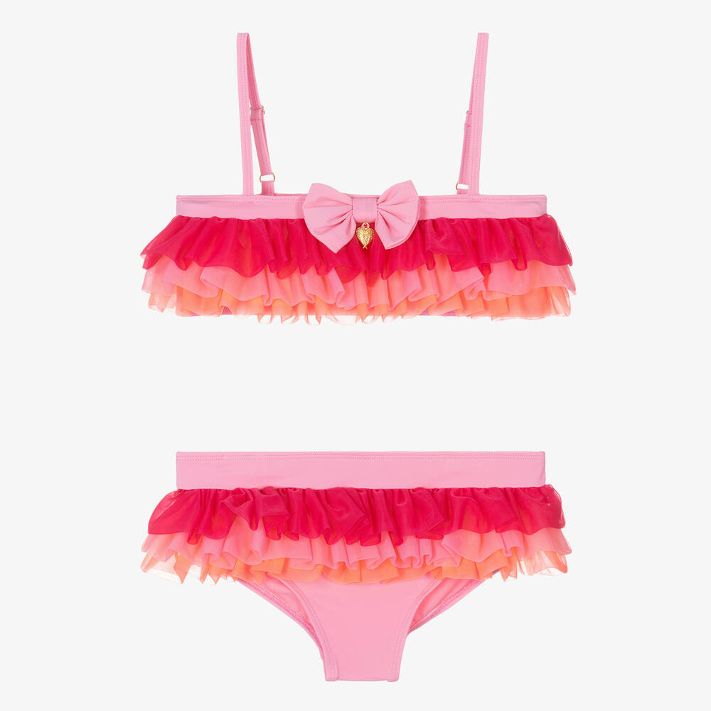 Angel's Face - Teen Girls Pink Tulle-Frill Bikini (UPF50+) | Childrensalon