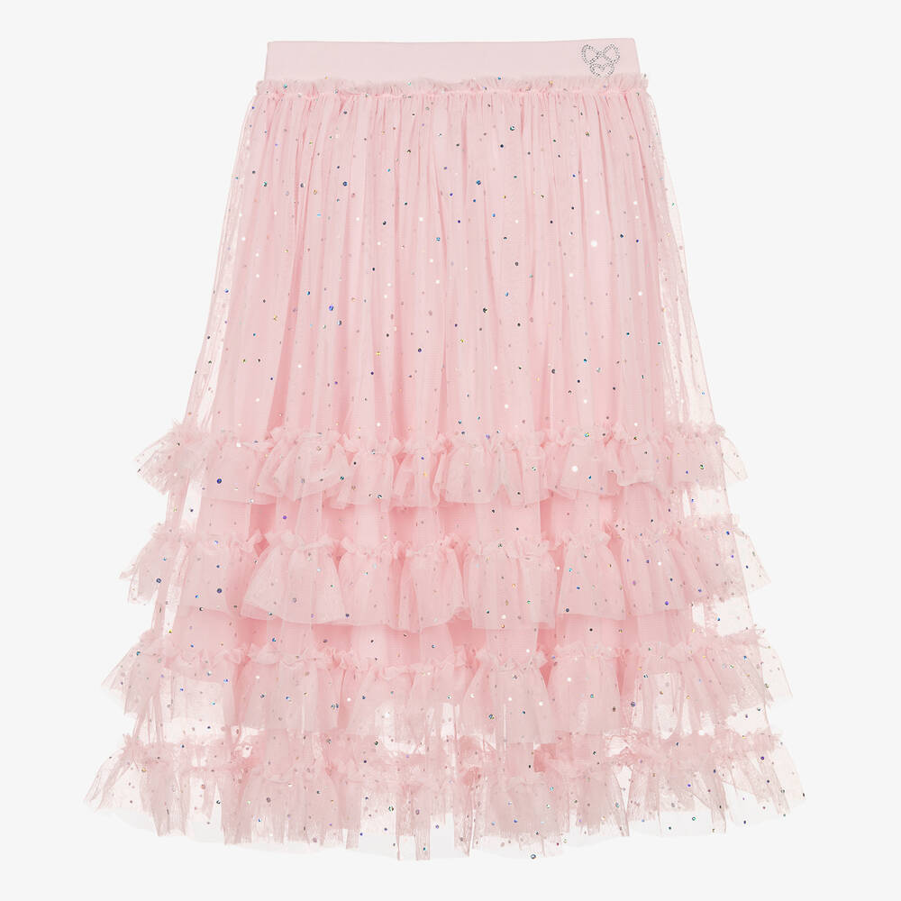 Angel's Face - Teen Girls Pink Tulle Midi Skirt | Childrensalon