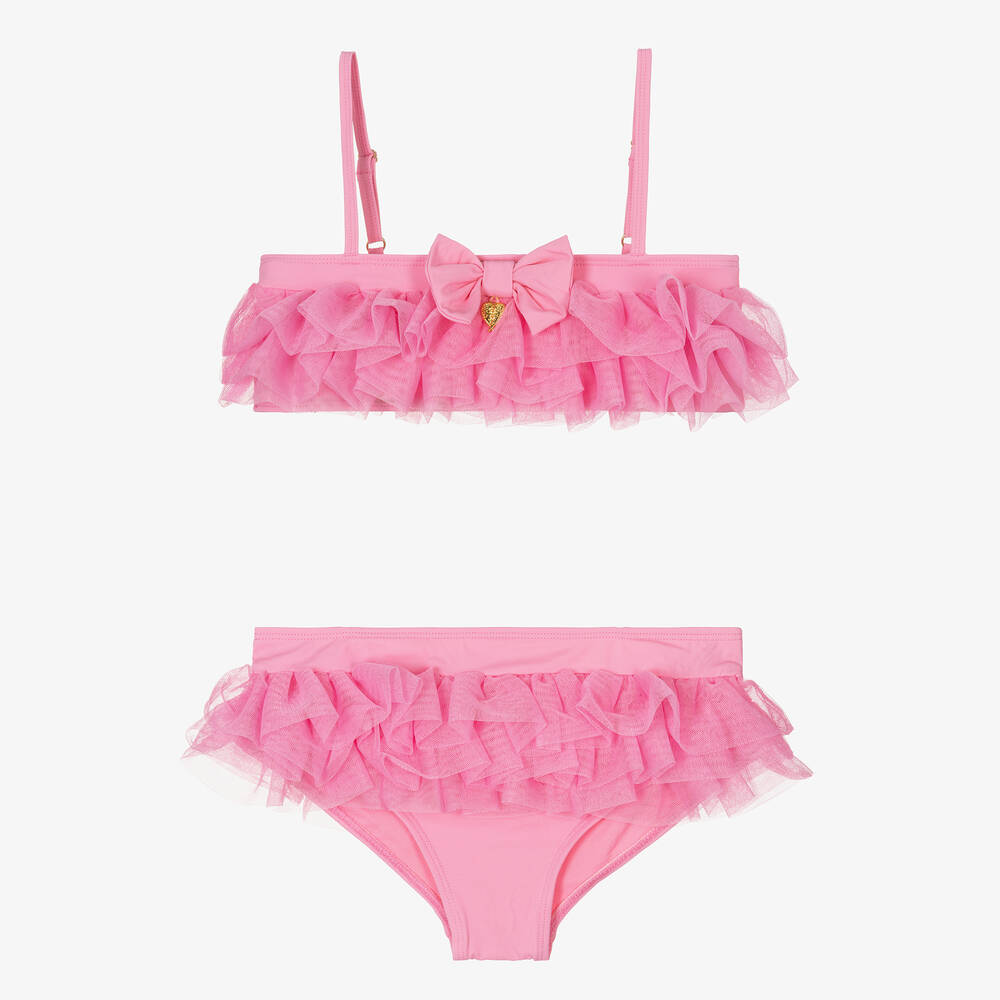 Angel's Face - Teen Girls Pink Tulle Ruffle Bikini | Childrensalon