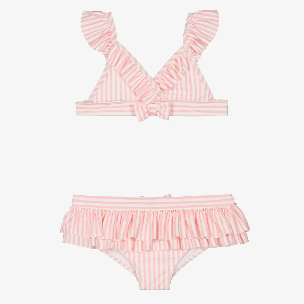 Angel's Face - Teen Girls Pink & White Stripe Bikini (UPF50+) | Childrensalon