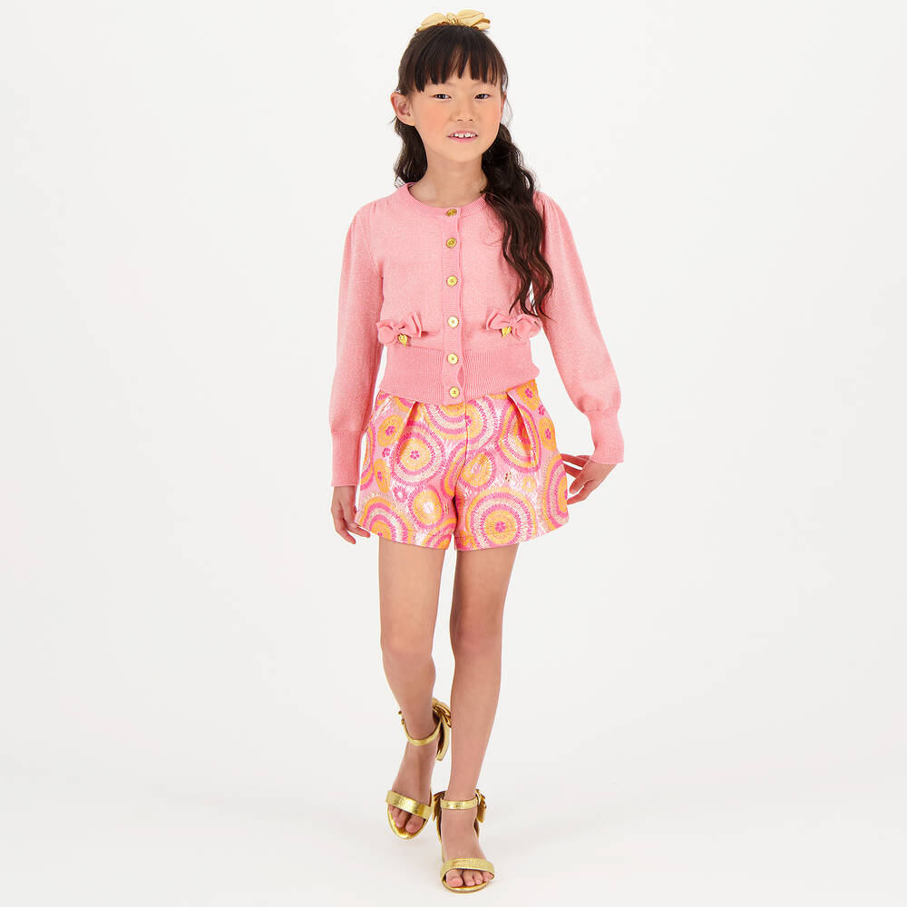 Angel's Face-Teen Girls Sparkly Pink Cotton Cardigan | Childrensalon