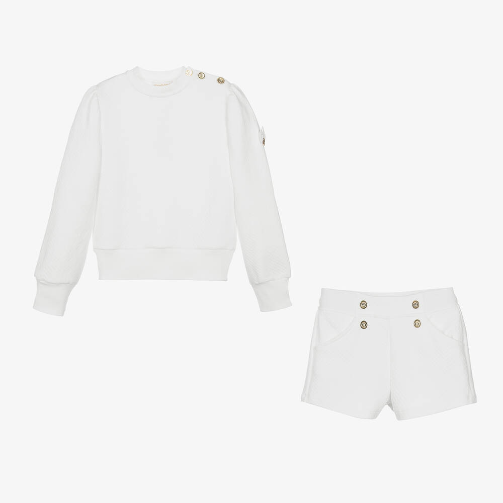 Angel's Face - Teen Girls White Cotton Shorts Set | Childrensalon