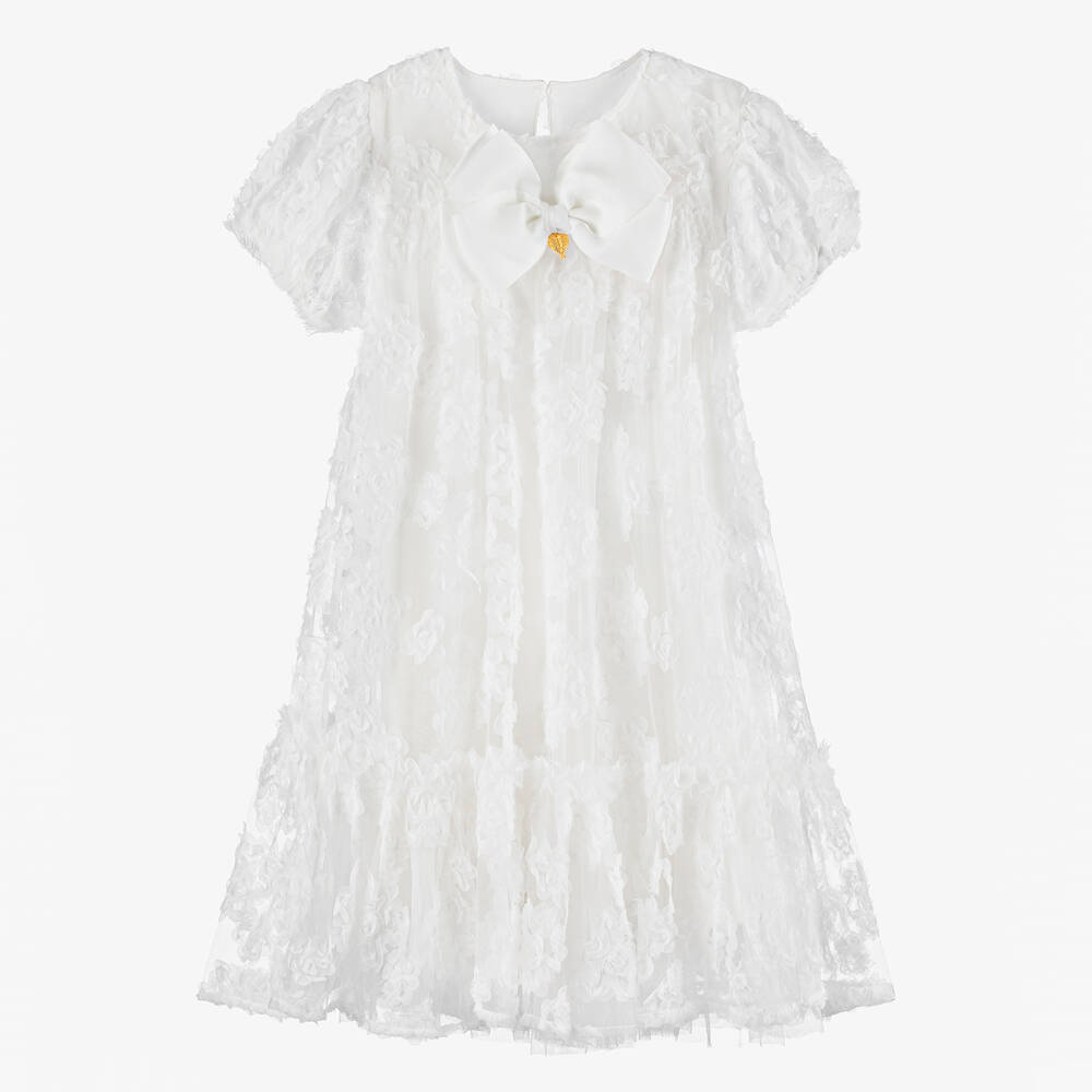 Angel's Face - Teen Girls White Floral Tulle Dress | Childrensalon