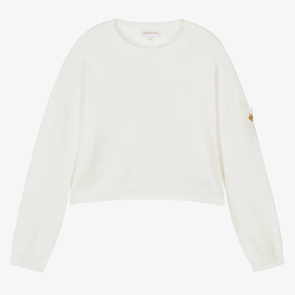 Angel's Face - Teen Girls White Knit Butterfly Sweater | Childrensalon
