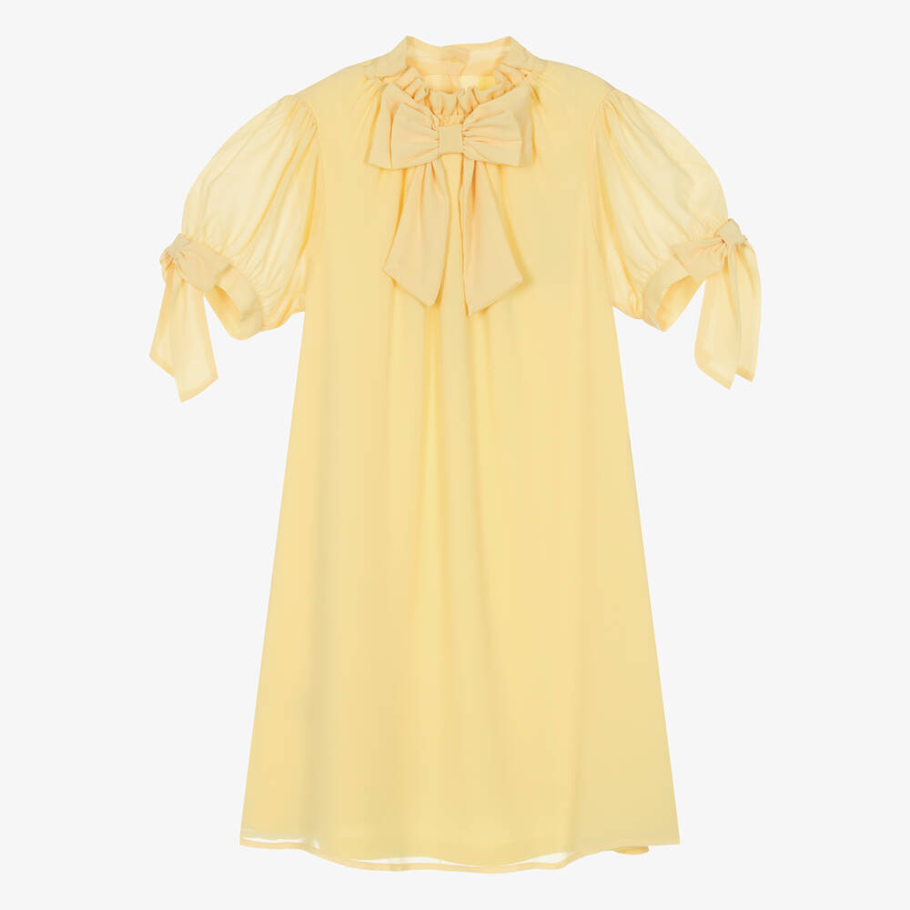 Shop Angel's Face Teen Girls Yellow Crêpe Chiffon Bow Dress