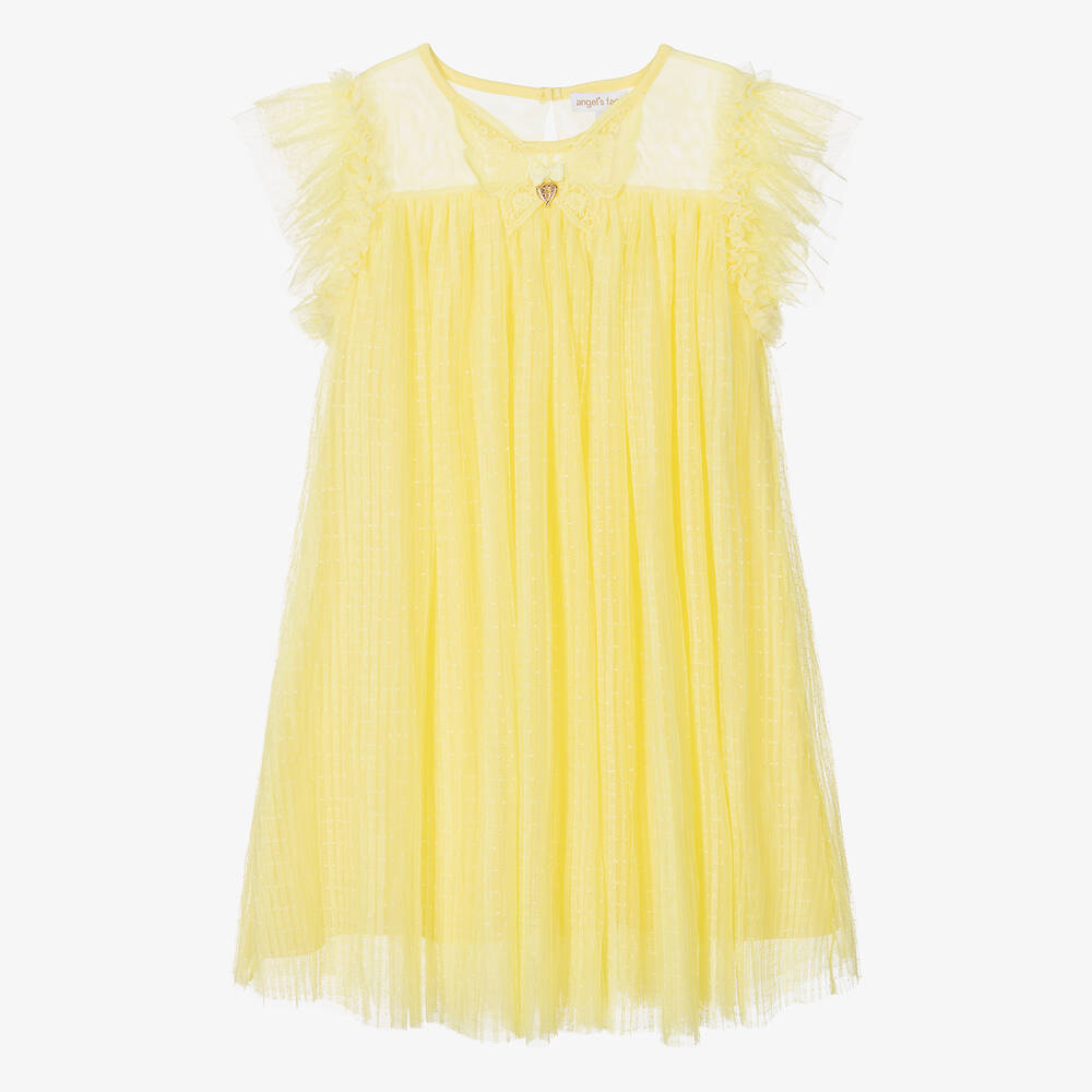 Angel's Face - Teen Girls Yellow Pleated Tulle Dress | Childrensalon
