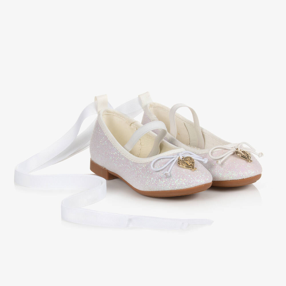 Angel's Face - White Glitter Ballerina Shoes | Childrensalon