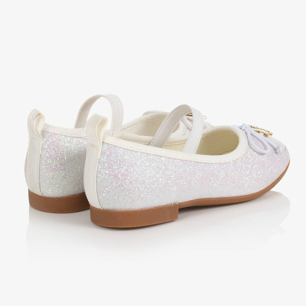 Angel's Face - White Glitter Ballerina Shoes | Childrensalon