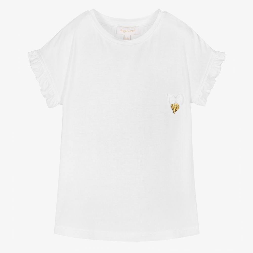 Angel's Face - White & Pink Wings T-Shirt | Childrensalon