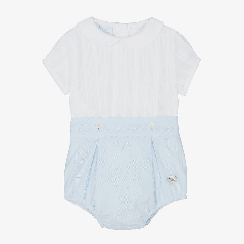 Artesanía Granlei - Baby Boys Blue & White Buster Suit | Childrensalon