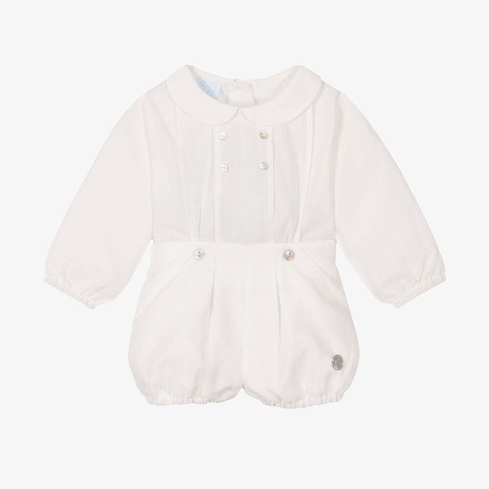 Artesanía Granlei - Baby Boys Ivory Cotton Buster Suit | Childrensalon
