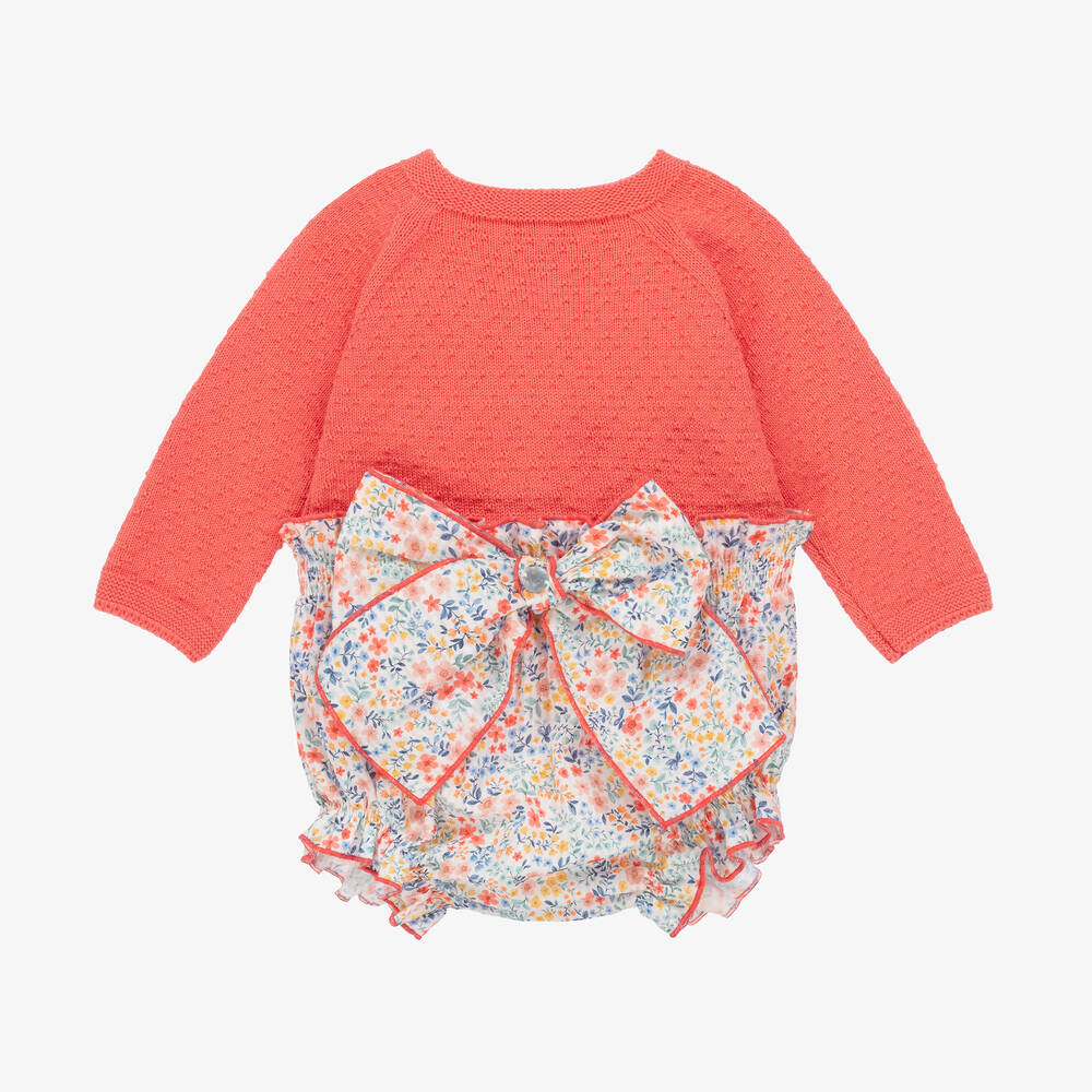 Artesanía Granlei - Baby Girls Coral Pink Cotton Shorts Set | Childrensalon