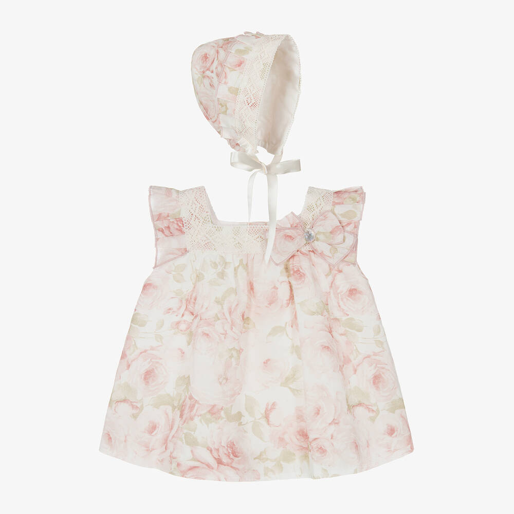 Artesanía Granlei - Baby Girls Ivory Cotton & Linen Dress Set | Childrensalon