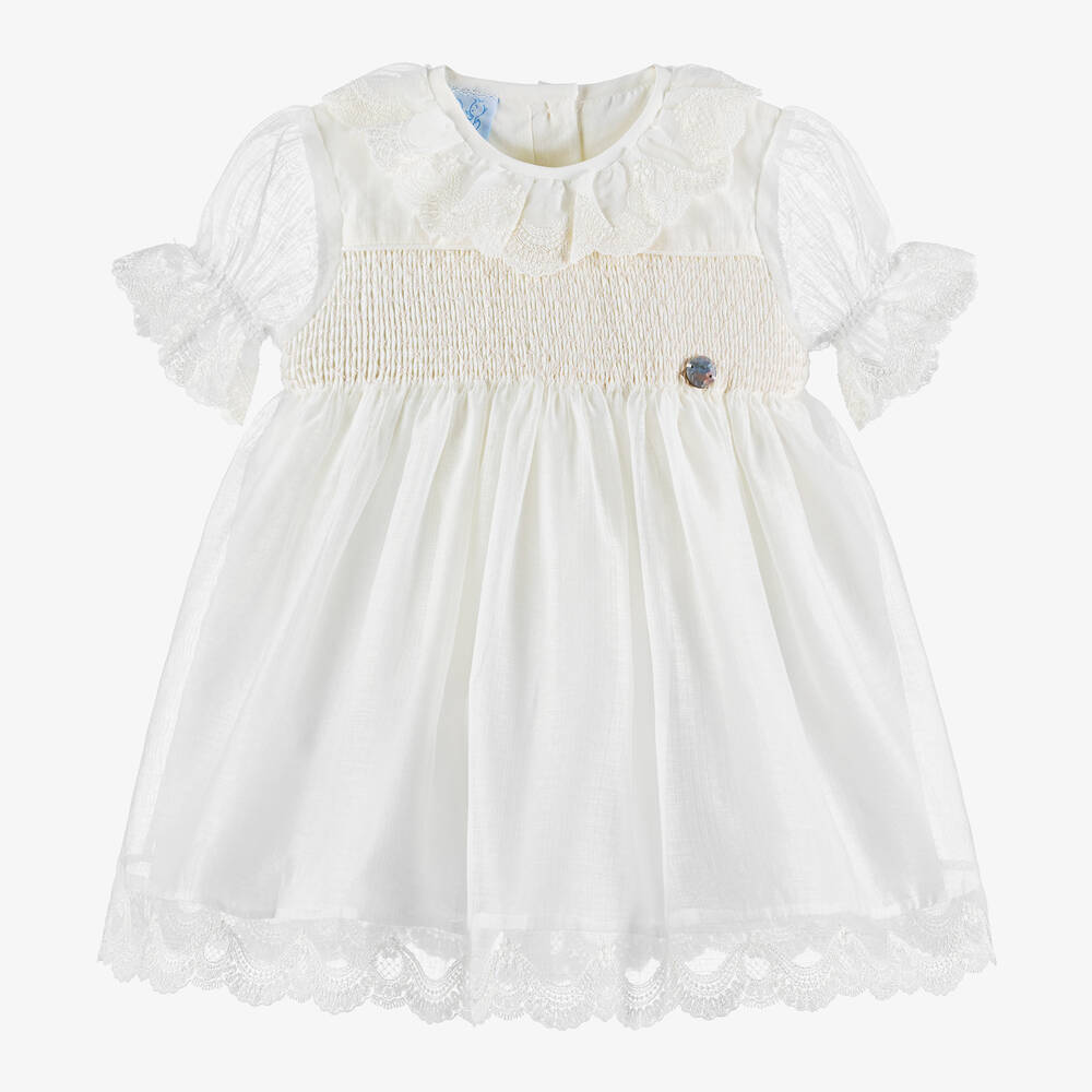 Artesanía Granlei - Baby Girls Ivory Crêpe Chiffon Dress | Childrensalon