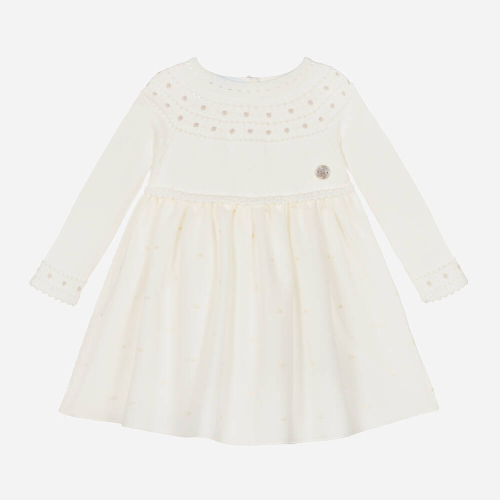 Artesanía Granlei - Baby Girls Ivory Knit & Tulle Dress | Childrensalon