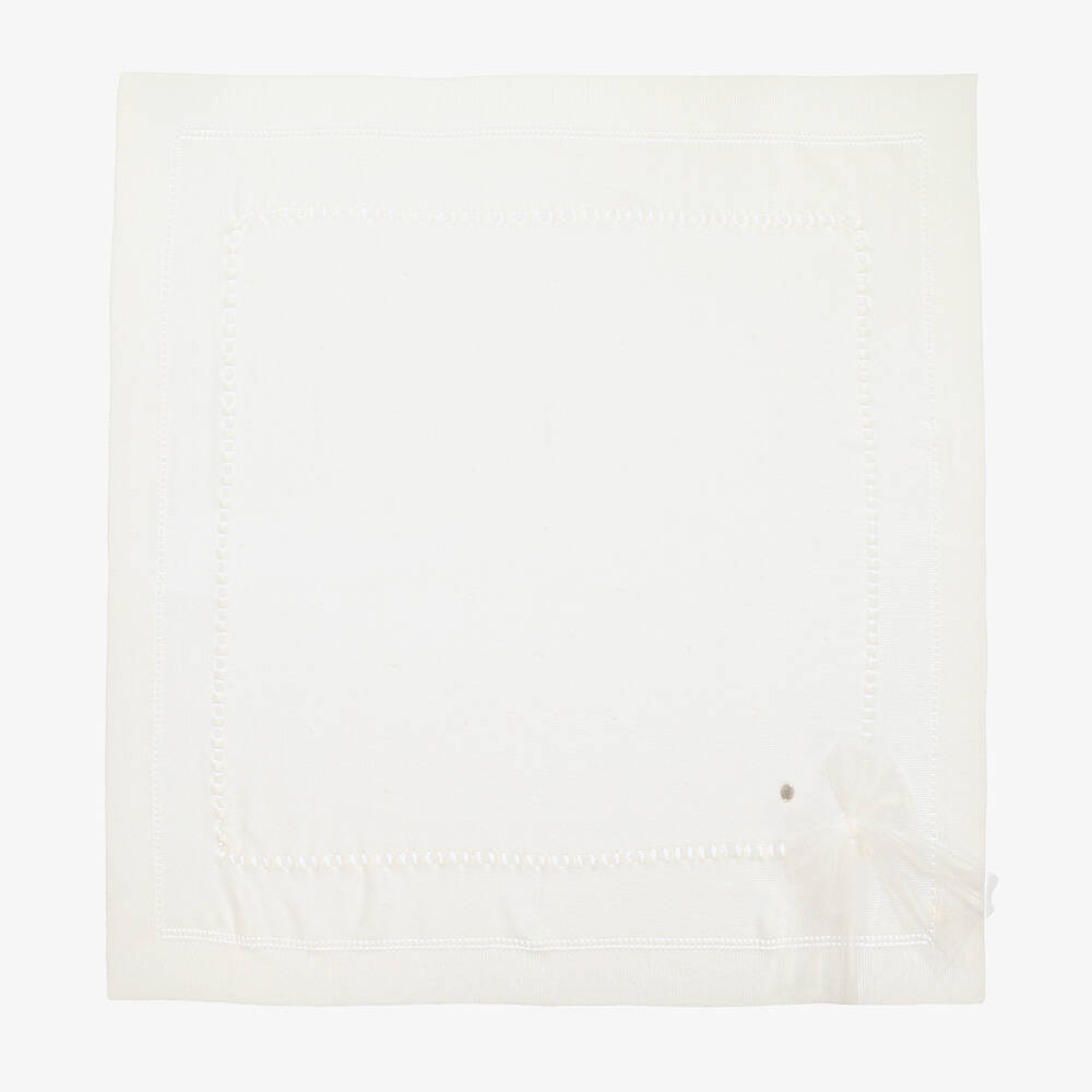 Artesania Granlei Baby Girls Ivory Knitted Blanket (88cm) In White
