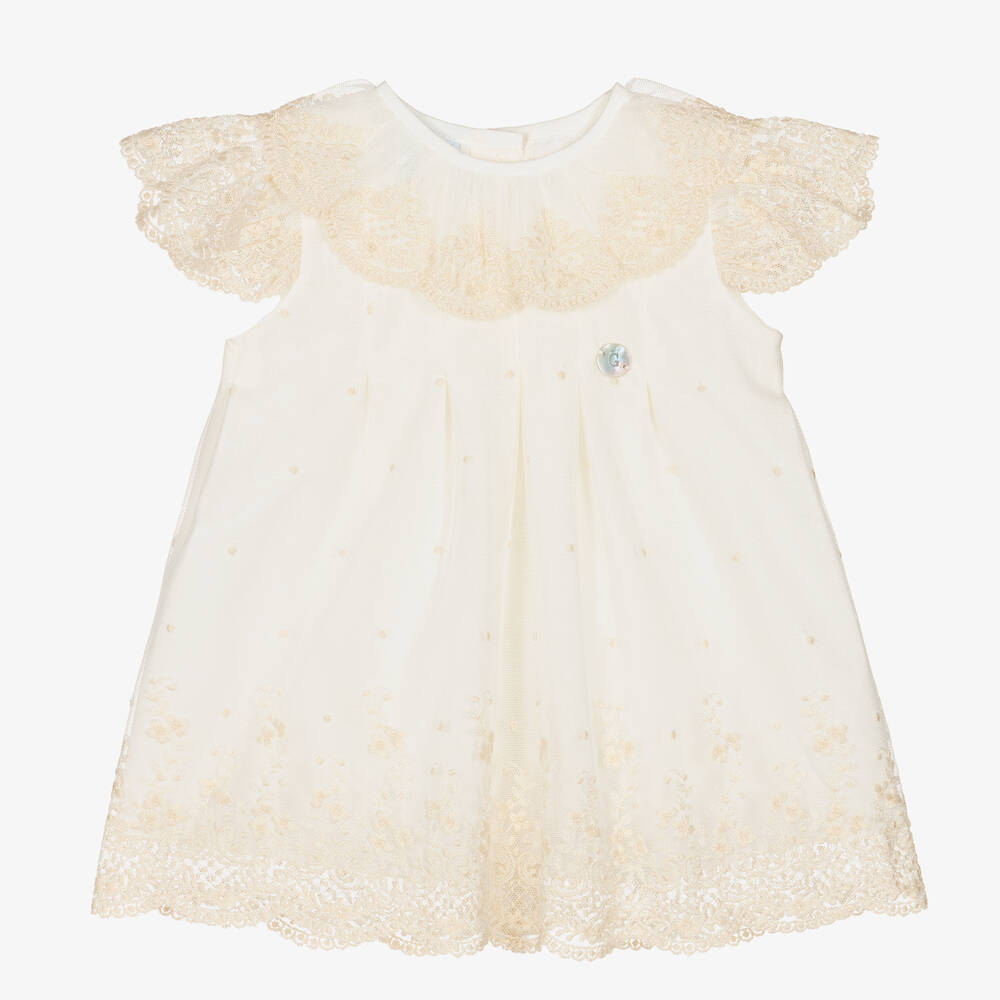 Artesania Granlei Baby Girls Ivory Lace Dress