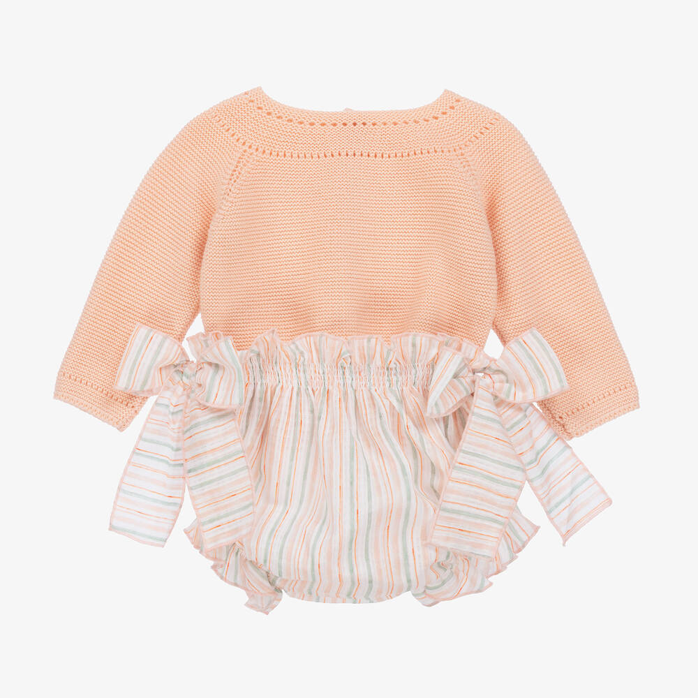 Artesanía Granlei - Baby Girls Orange Striped Shorts Set | Childrensalon