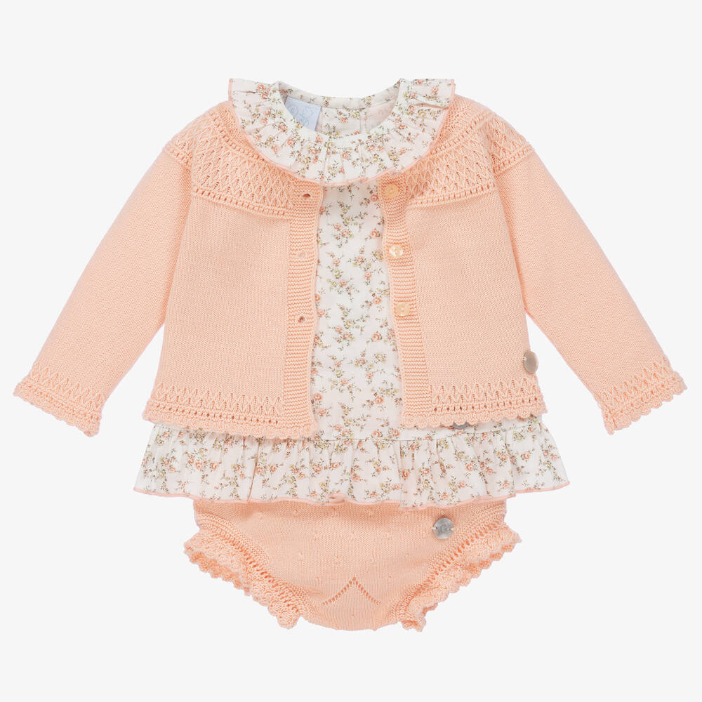 Artesania Granlei Baby Girls Pink Floral 3 Piece Shorts Set