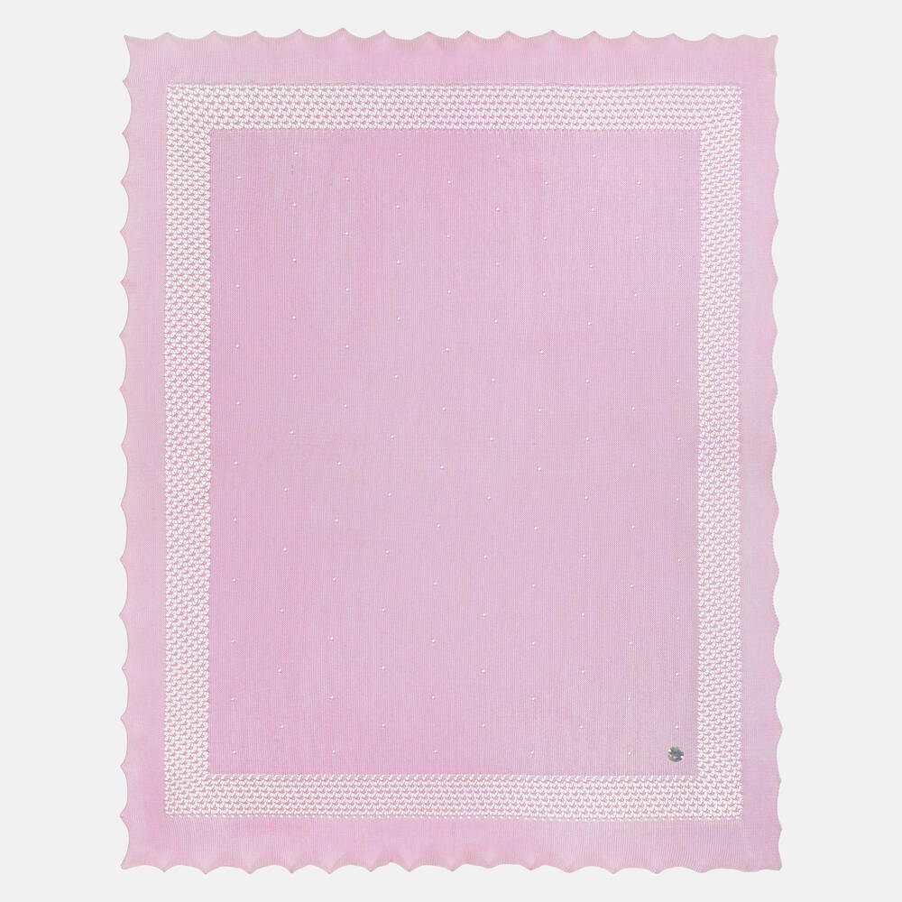 Artesanía Granlei - Baby Girls Pink Knitted Shawl (120cm) | Childrensalon