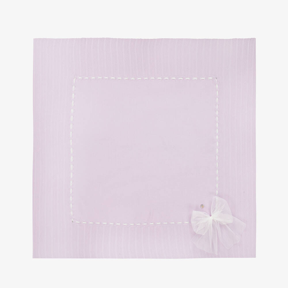 Artesania Granlei Baby Girls Purple Tulle Bow Blanket (102cm) In Pink