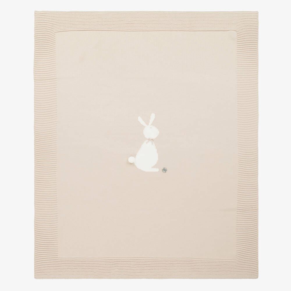 Artesanía Granlei - Бежевое трикотажное одеяло с кроликом (86см) | Childrensalon
