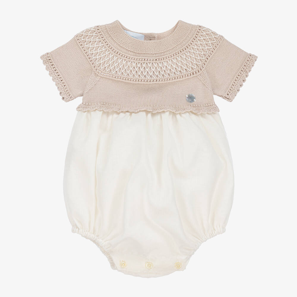 Artesania Granlei Babies' Beige Cotton Knit Shortie
