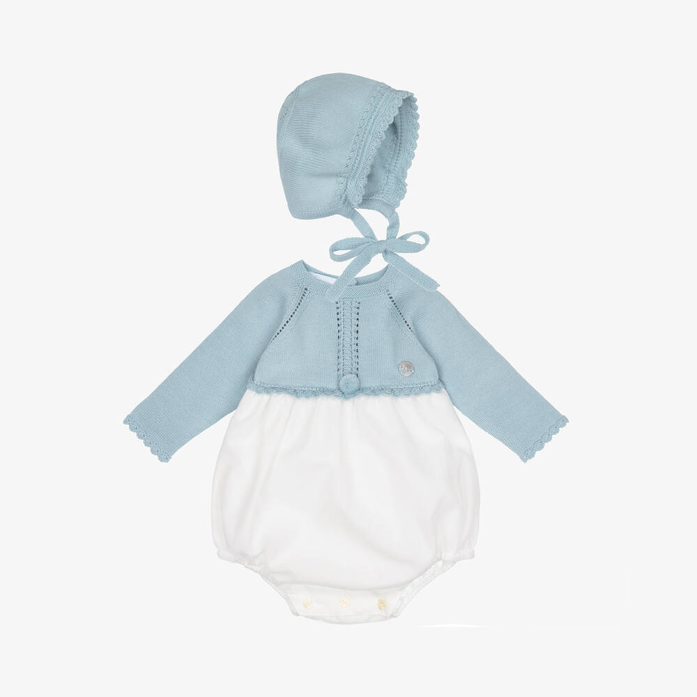 Artesanía Granlei - Blue Knit & Tulle Babysuit Set | Childrensalon