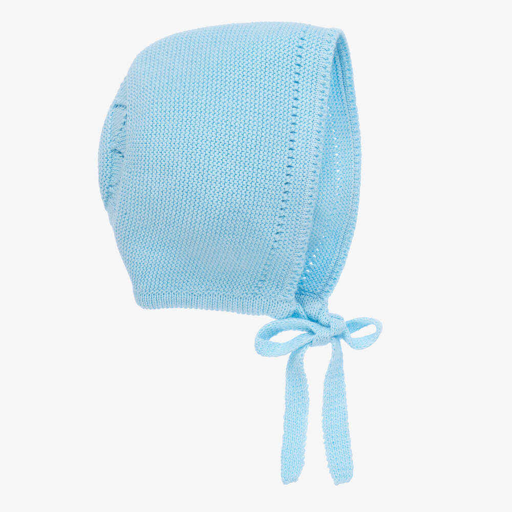 Artesanía Granlei - قبعة بونيه مزيج قطن محبوك لون أزرق للأطفال | Childrensalon