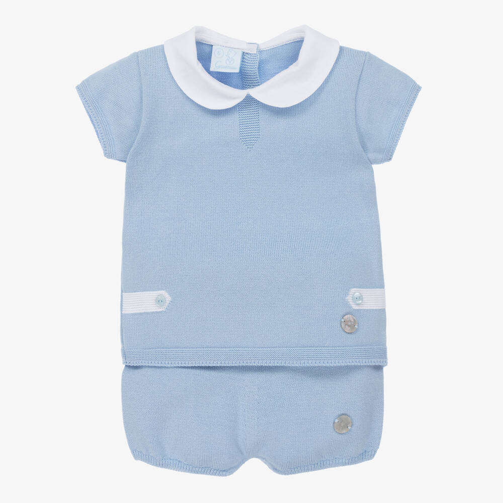Artesania Granlei Babies' Boys Blue Knit Shorts Set
