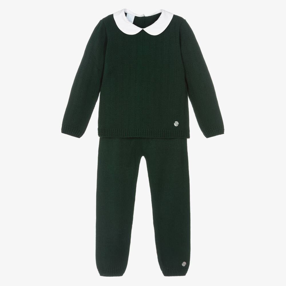 Artesanía Granlei - Boys Green Knitted Trouser Set | Childrensalon