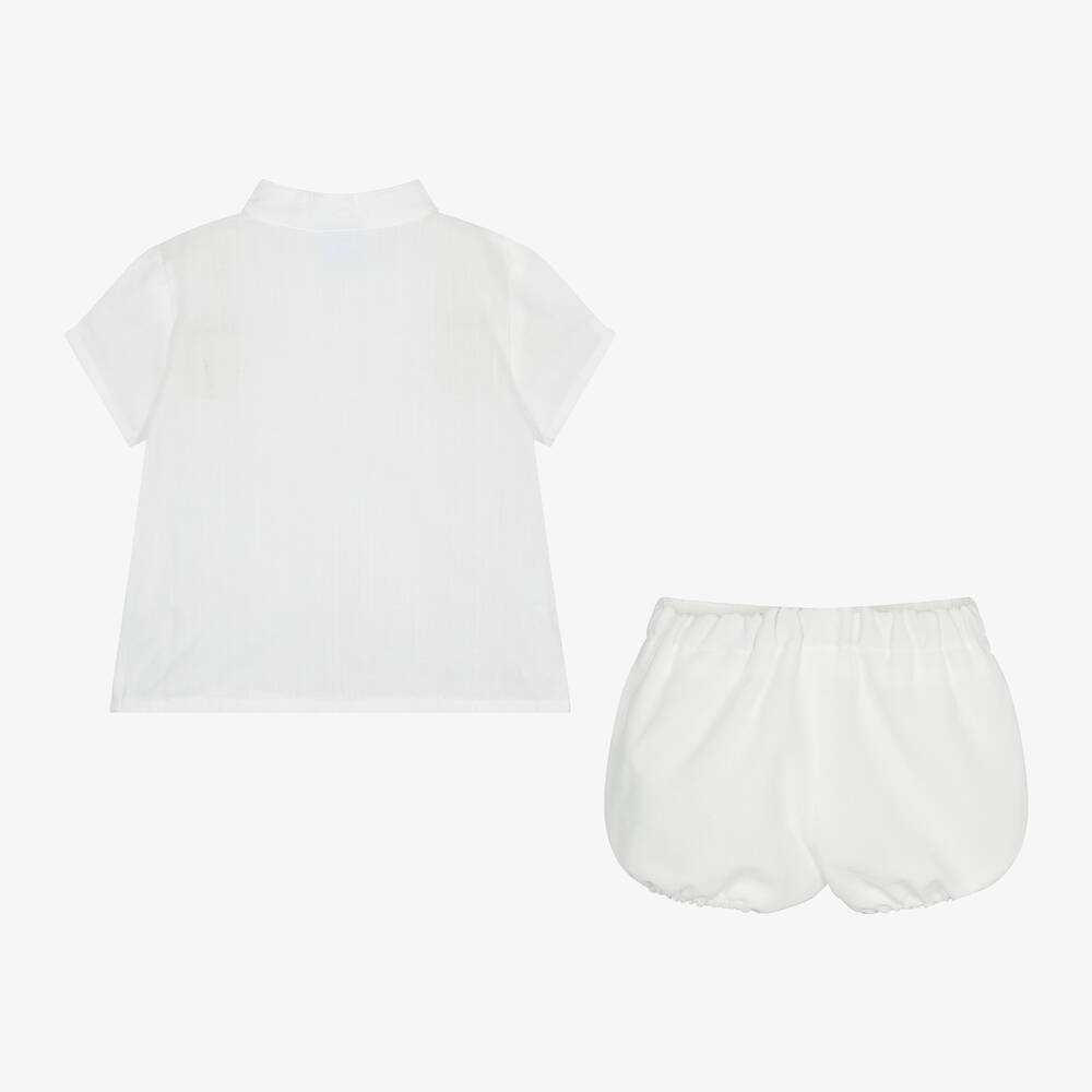 Artesanía Granlei - Boys Ivory Organic Cotton Shorts Set | Childrensalon