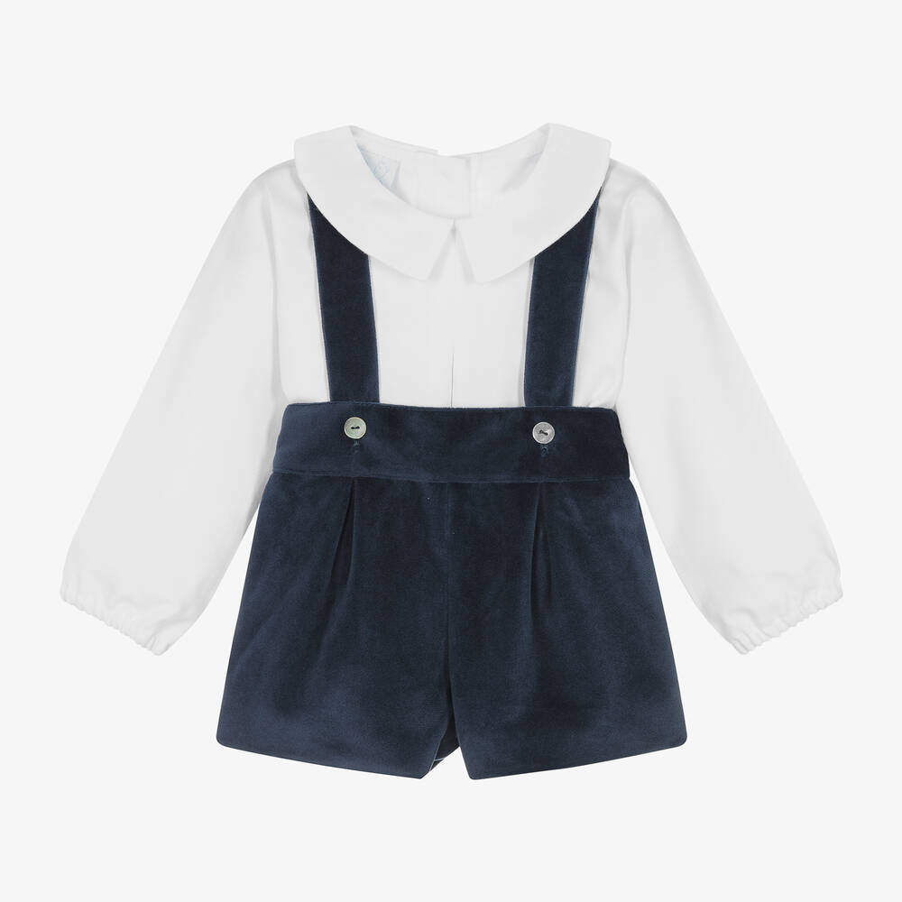 Artesanía Granlei - Рубашка и синие шорты из хлопкового бархата | Childrensalon