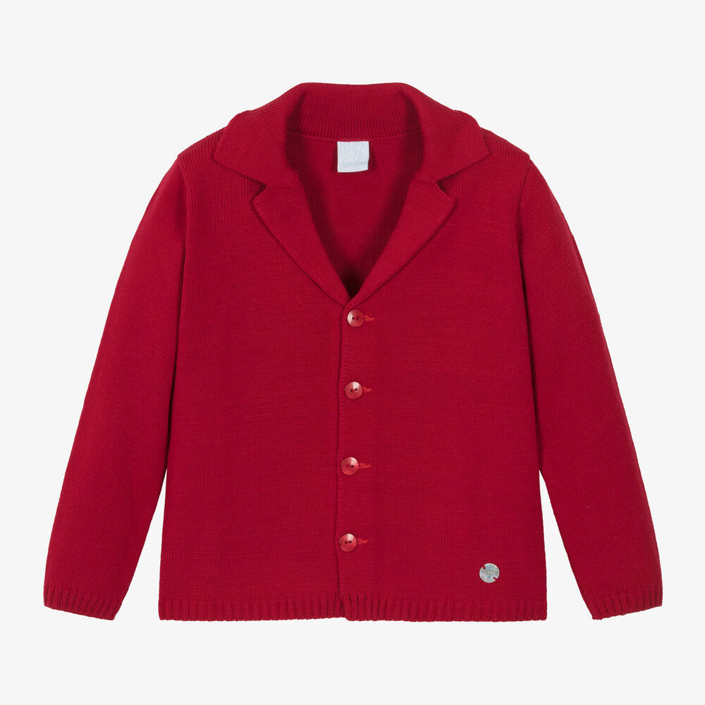 Artesanía Granlei - Boys Red Knitted Cardigan | Childrensalon