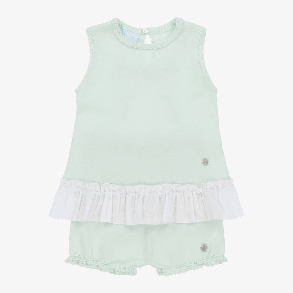 Artesania Granlei Babies' Girls Green Knitted Shorts Set