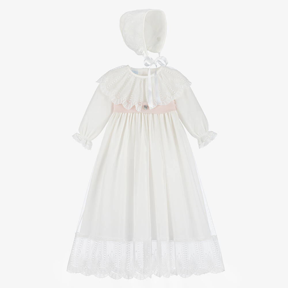 Artesania Granlei Babies' Girls Ivory Ceremony Gown In White