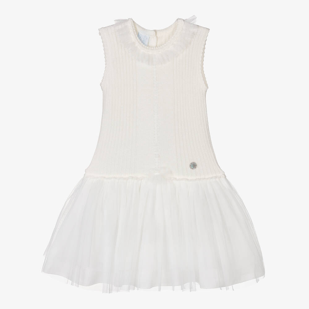 Artesanía Granlei - Кремовое трикотажное платье с юбкой-пачкой для девочек | Childrensalon