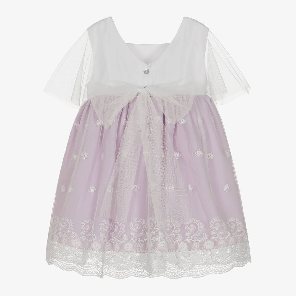 Artesanía Granlei - Girls Lilac & White Tulle Overlay Dress | Childrensalon