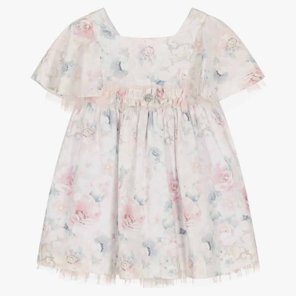 Artesania Granlei Babies' Girls Pink & Blue Cotton Dress